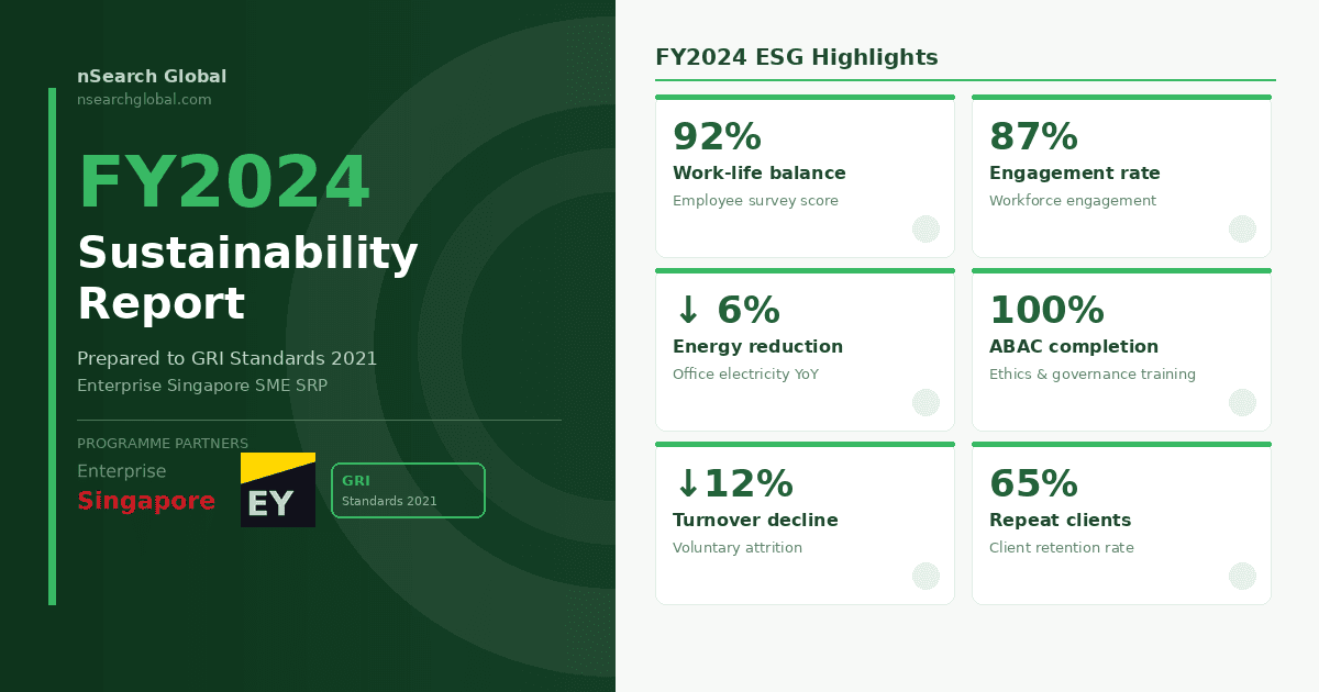 nSearch Global selected for Enterprise Singapore SME SRP — FY2024 Sustainability Report delivered by EY